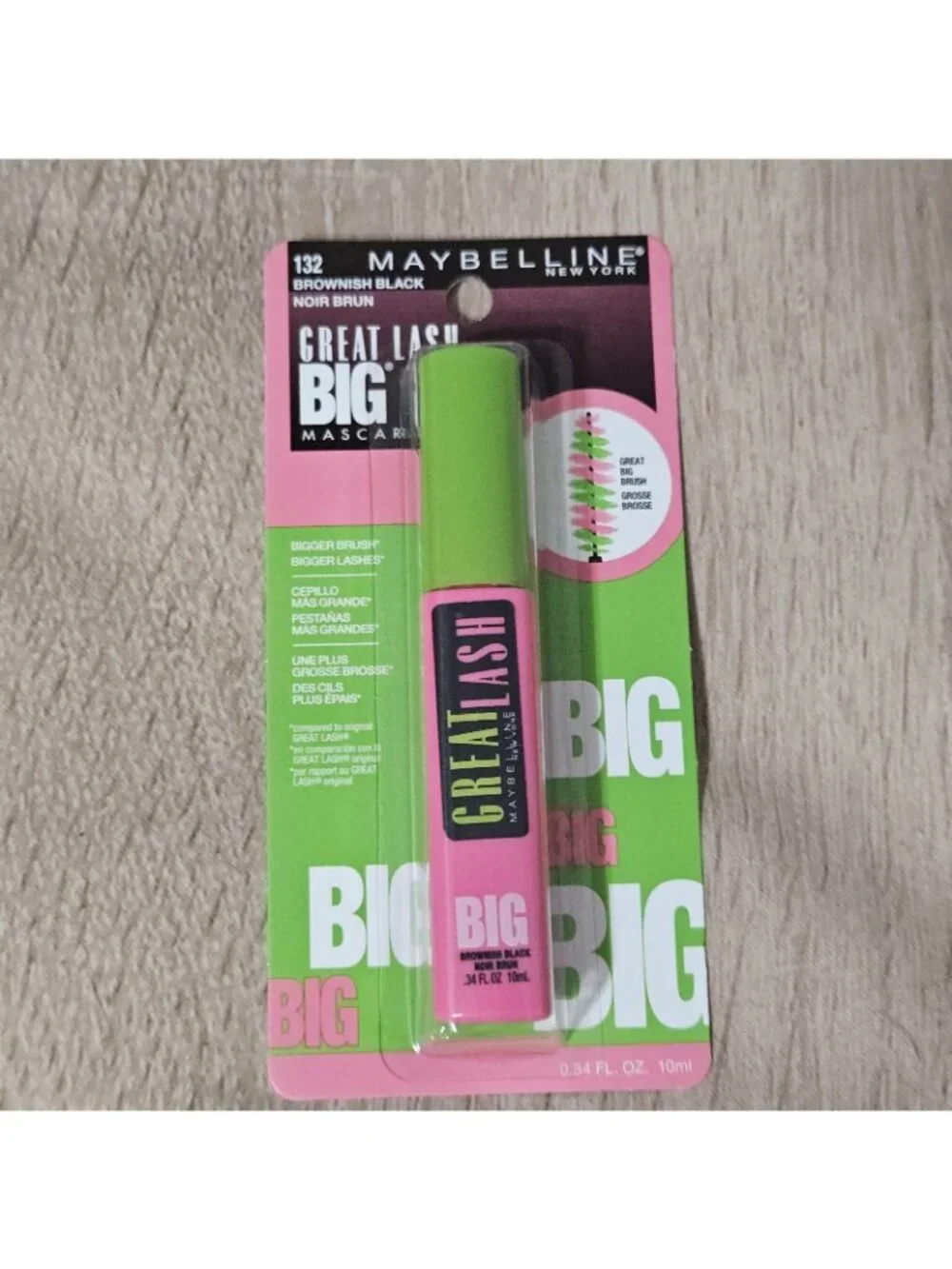 2 Maybelline Great Lash BIG #132 Brownish Black Mascara NEW SEALED CARDED